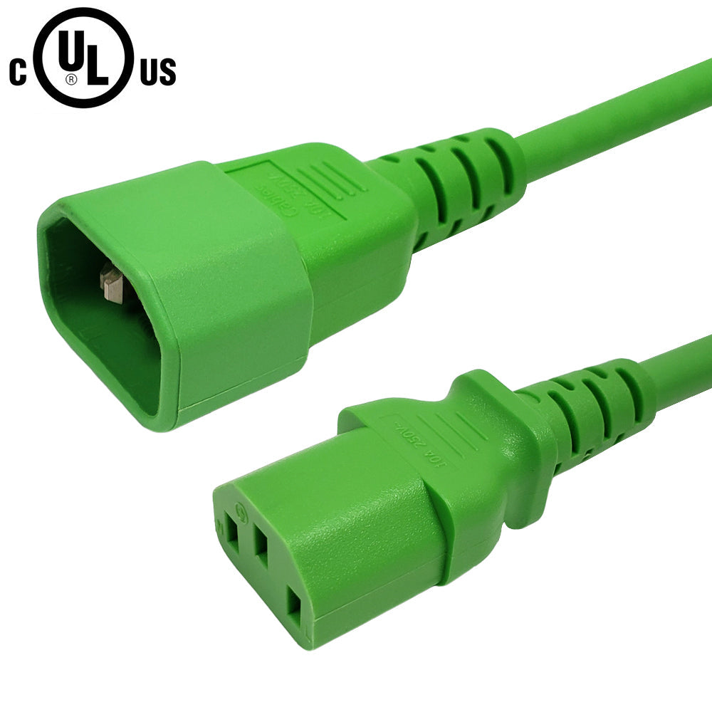 IEC C13 to IEC C14 Power Cable - SJT Jacket - 18AWG (10A 250V)