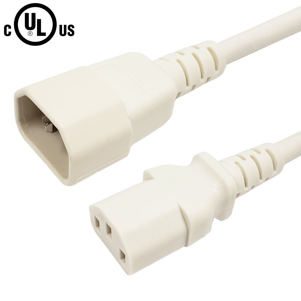 IEC C13 to IEC C14 Power Cable - SJT Jacket - 18AWG (10A 250V)