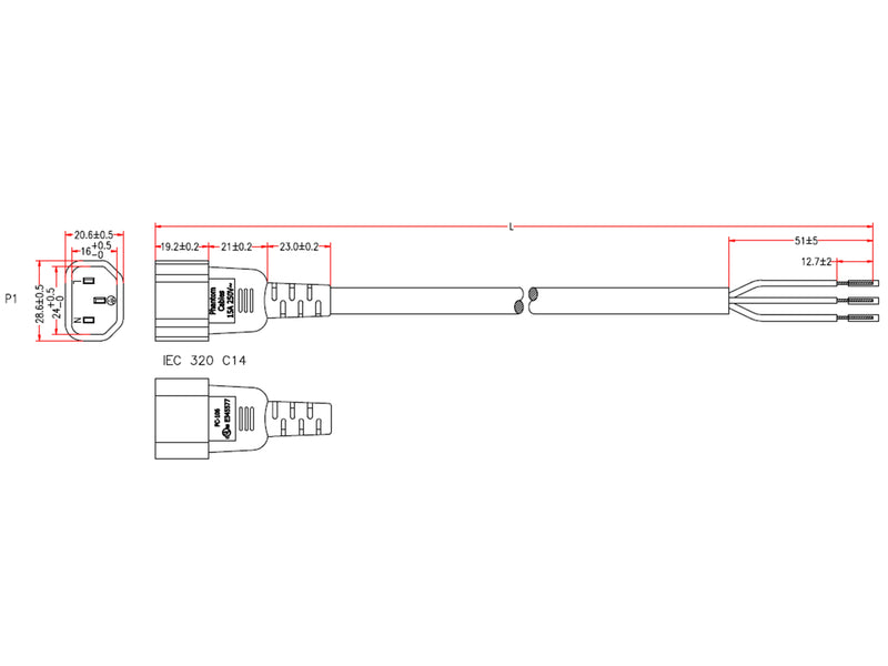 C14 to ROJ Power Cable - SJT