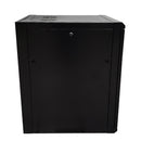 Wall Mount Cabinet 15U x 19.5 inch Usable Depth, Glass Door - Black