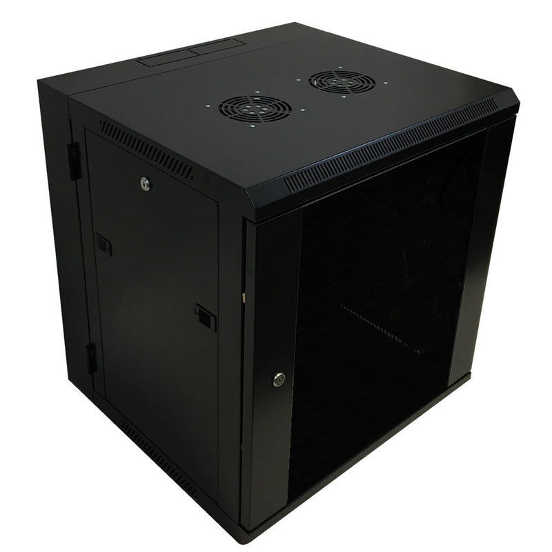 Wall Mount Swing-Out Cabinet 12U x 18.5 inch Usable Depth - Black