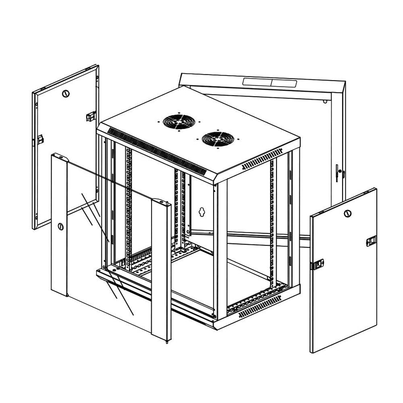 Wall Mount Swing-Out Cabinet 12U x 18.5 inch Usable Depth - Black