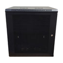 Wall Mount Swing Cabinet 12U x 18.5" Usable Depth - Perforated Doors - Black