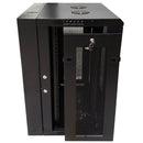 Wall Mount Swing Cabinet 15U x 18.5" Usable Depth - Perforated Doors - Black