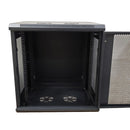 Wall Mount Swing Cabinet 12U x 18.5" Usable Depth - Perforated Doors - Black