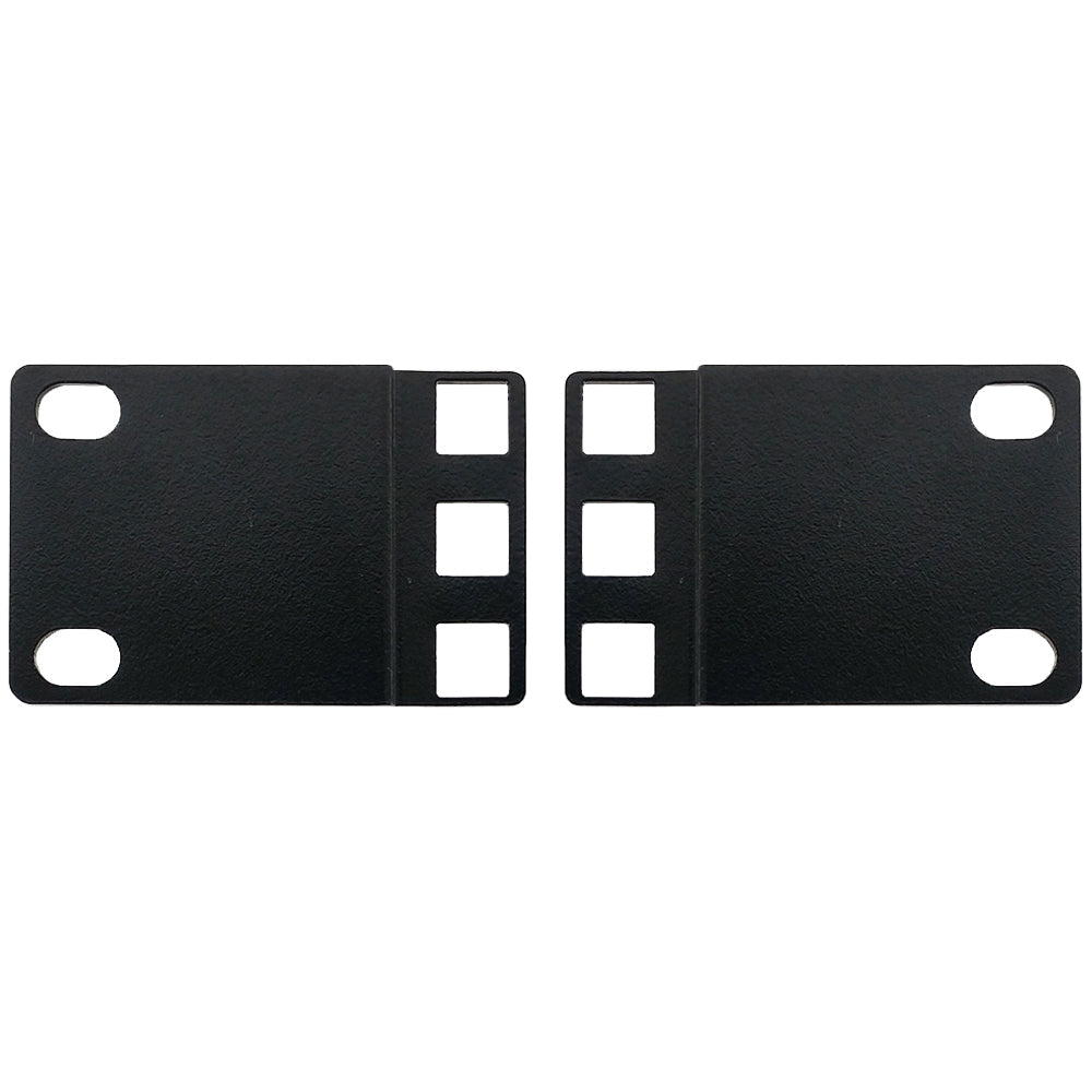 1U 23 inches to 19 inches Reducer Panel Adapter, Square Hole - Black (Pair)