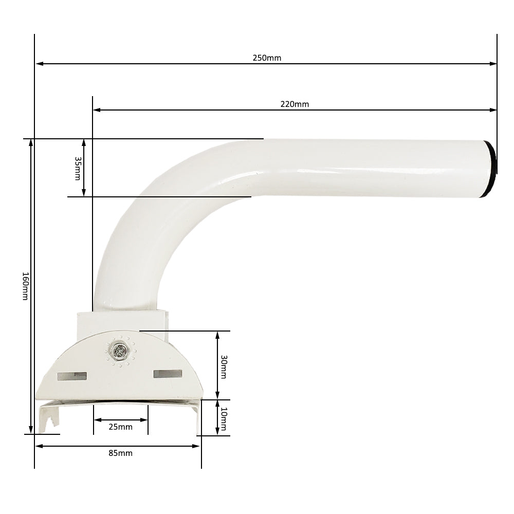 13 inch Wall or Pole Mount J-Pipe - Powder Coat - White
