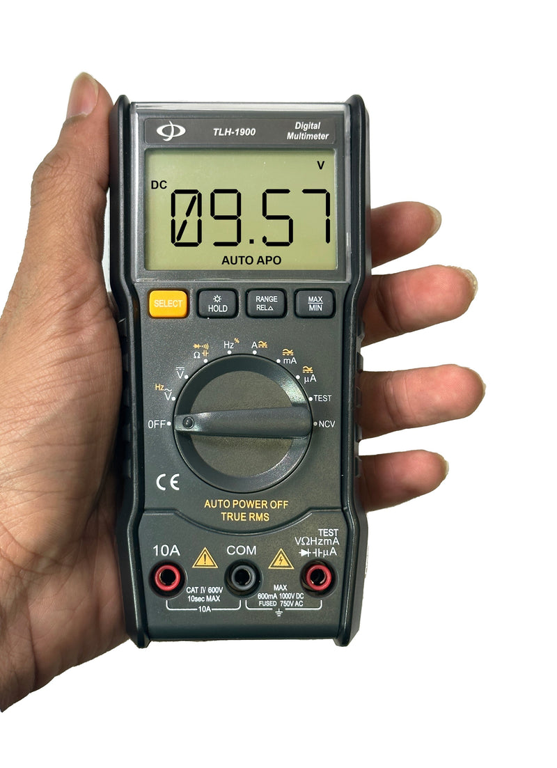 Digital multimeter with test leads - LED display