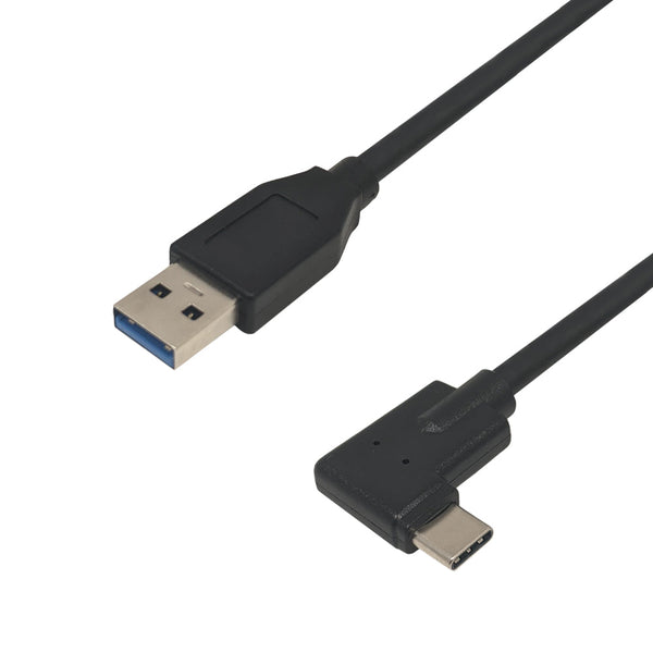 USB 3.1 Type-C Right/Left Angle Cable to A Straight Male - Black