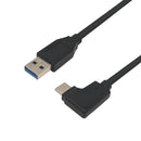 USB 3.1 Type-C Right/Left Angle Male Cable to A Straight Male - Black