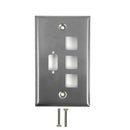 Single Gang - 1x ICDB Cutout - 3x Keystone - Stainless Steel Wall Plate
