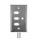 Single Gang - 3x ICDB Cutout - 1x 3/8 inch Hole - Stainless Steel Wall Plate
