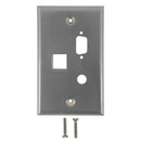 Single Gang - 1x ICDB - 1x 3/8 inch - 1x Keystone - Stainless Steel Wall Plate