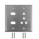 Double Gang - 2x ICDB Cutout - 4x 3/8 inch Hole - Stainless Steel Wall Plate