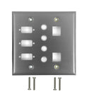 Double Gang - 3x ICDB Cutout  - 4x 3/8 inch Hole - 2x Keystone - Stainless Steel Wall Plate