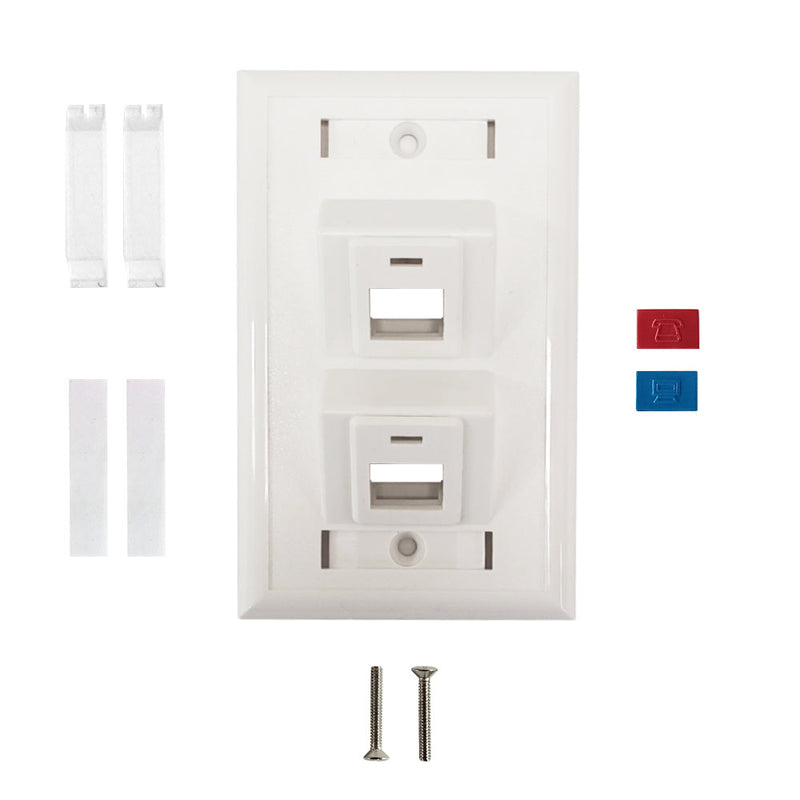 Wall Plate, 2-Port Angled Keystone - White