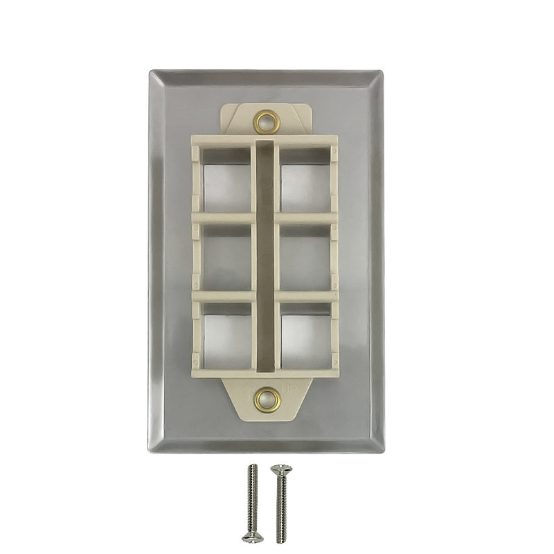 Single Gang, 4 x Keystone Stainless Steel Wall Plate