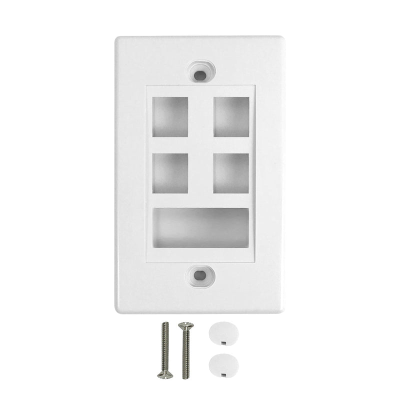 Wall Plate, 4-Port Keystone + 1-Port Dual Keystone, White