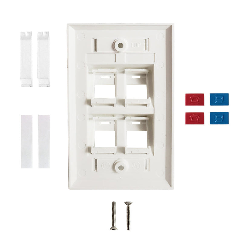 Wall Plate, 4-Port Angled Keystone - White