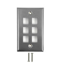 Single Gang - 6 x Keystone - Stainless Steel Wall Plate