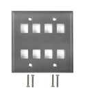 Double Gang - 8x Keystone - Stainless Steel Wall Plate