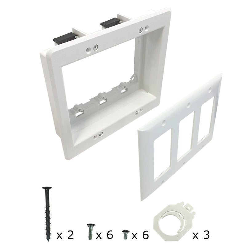 Recessed Drywall Clip - Plastic, Triple Gang, Pre/Post Construction