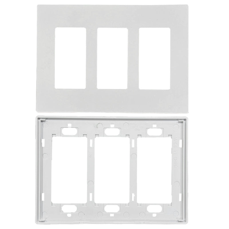 Decora Screw-Less Wall Plate- Triple Gang - White