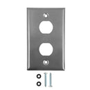 Single Gang - 2x Ethernet Bulkhead Hole - IP44 Rated - Stainless Steel Wall Plate