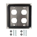 Double Gang - 4x Ethernet Bulkhead Hole - IP44 Rated - Stainless Steel Wall Plate
