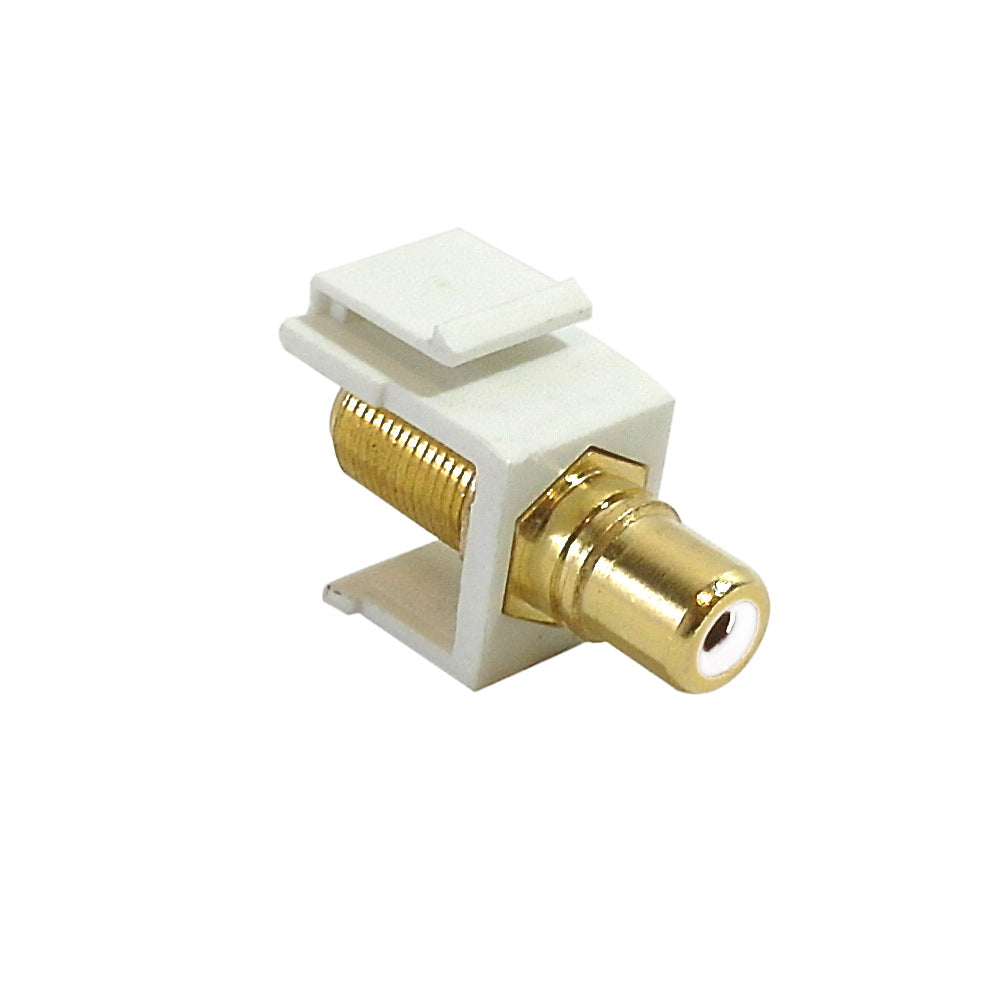 RCA Female to F-Type Female Keystone Wall Plate Insert, Gold Plated - White