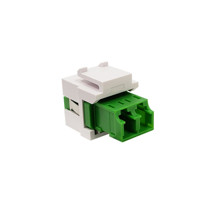 LC/LC Keystone Wall Plate Insert White- Singlemode APC Duplex - Green