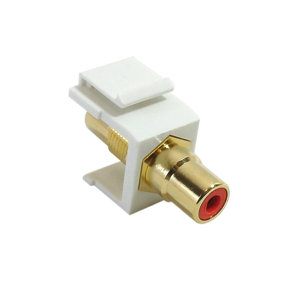 RCA Female/Female Keystone Wall Plate Insert White, Gold Plated - Red