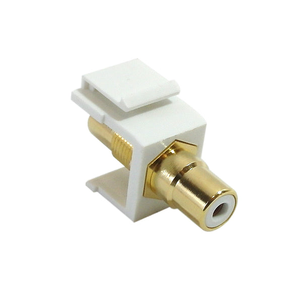 RCA Female/Female Keystone Wall Plate Insert White, Gold Plated - White