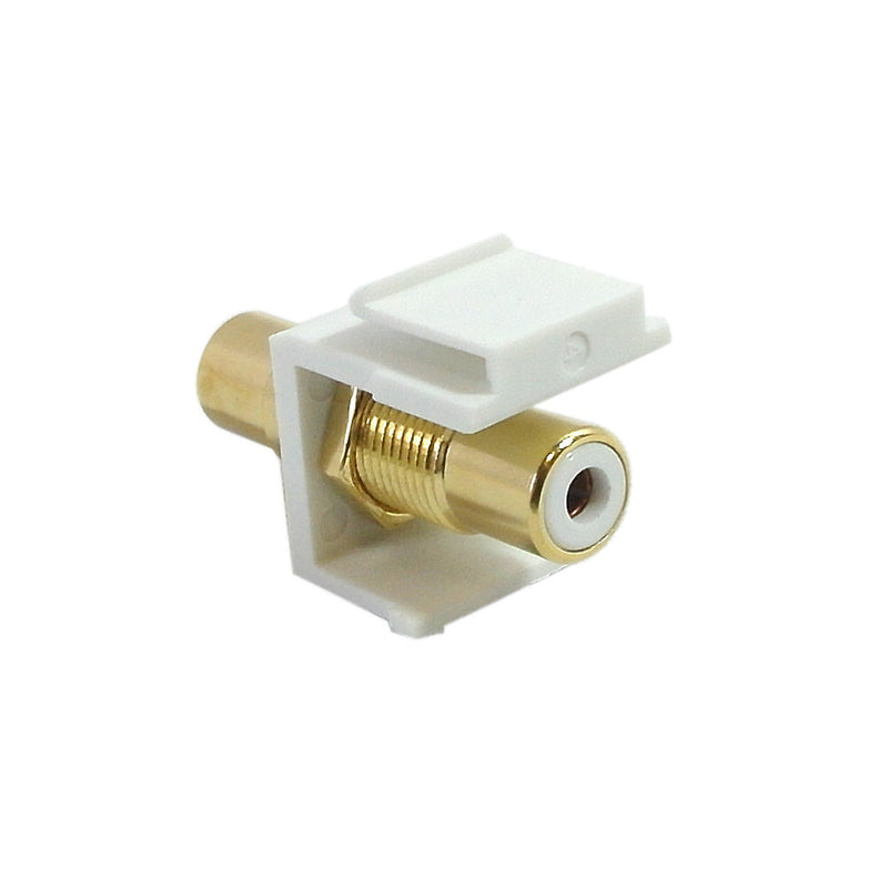 RCA Female/Female Keystone Wall Plate Insert White, Gold Plated - White