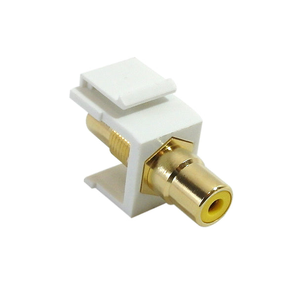 RCA Female/Female Keystone Wall Plate Insert White, Gold Plated - Yellow