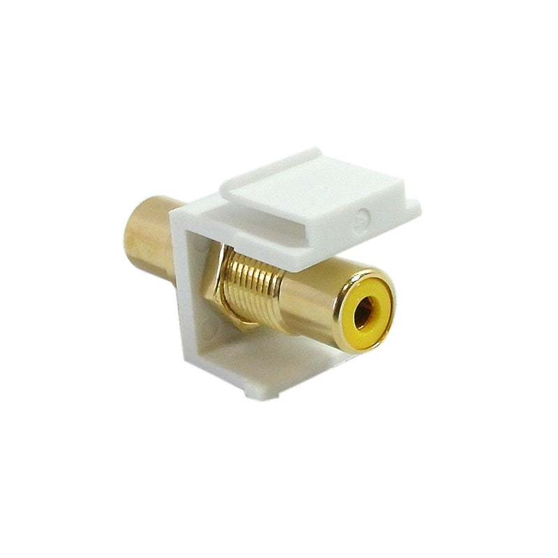 RCA Female/Female Keystone Wall Plate Insert White, Gold Plated - Yellow