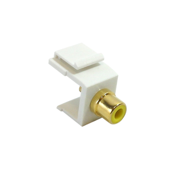 RCA Solder to Female Keystone Wall Plate Insert White, Gold Plated - Yellow