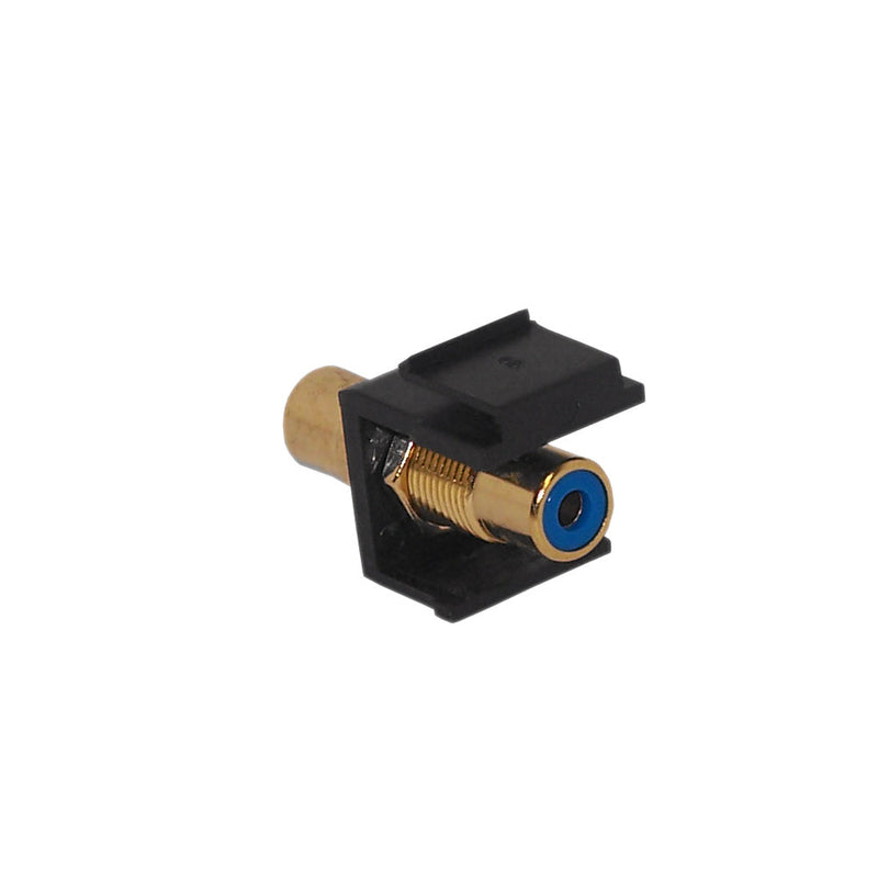 RCA Female/Female Keystone Wall Plate Insert Black, Gold Plated - Blue