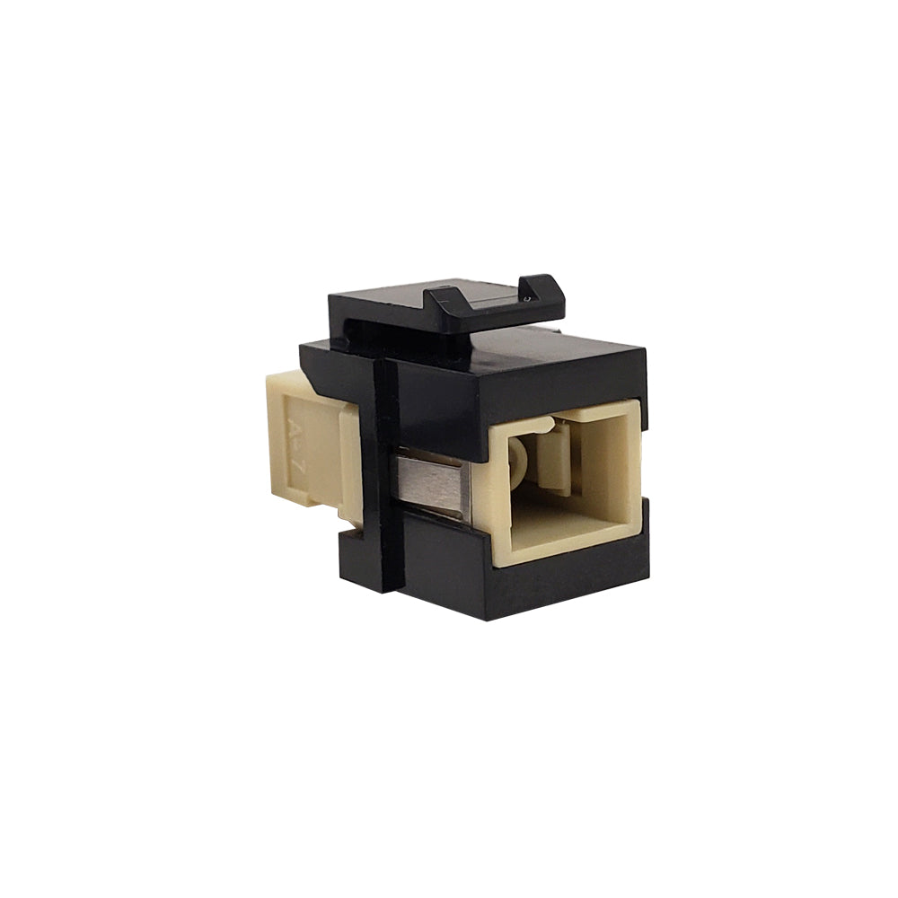 SC/SC Keystone Wall Plate Insert Black - Multimode 62.5u Simplex - Beige