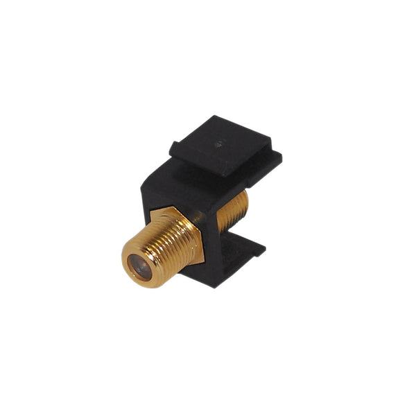 F-Type Female/Female Keystone Wall Plate Black, Gold Plated 1Ghz Insert