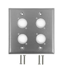 Double Gang - 4x D-Cut - Stainless Steel Wall Plate