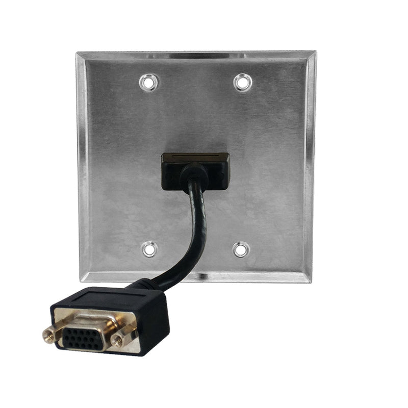 VGA Double Gang Wall Plate Kit - Stainless Steel