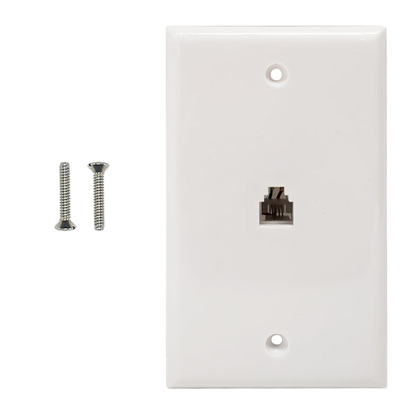 Single Gang Telephone Wall Plate 6P4C - White