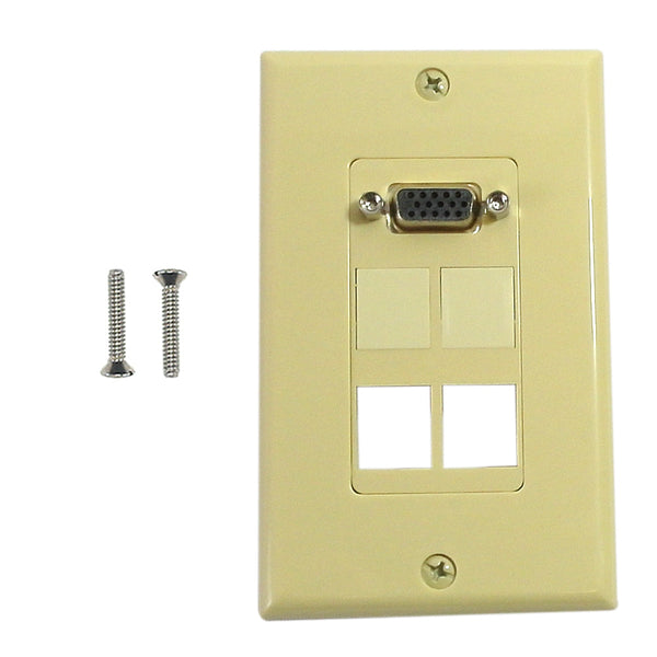1-Port VGA Wall Plate Kit Decora Ivory with 4x Keystone inserts