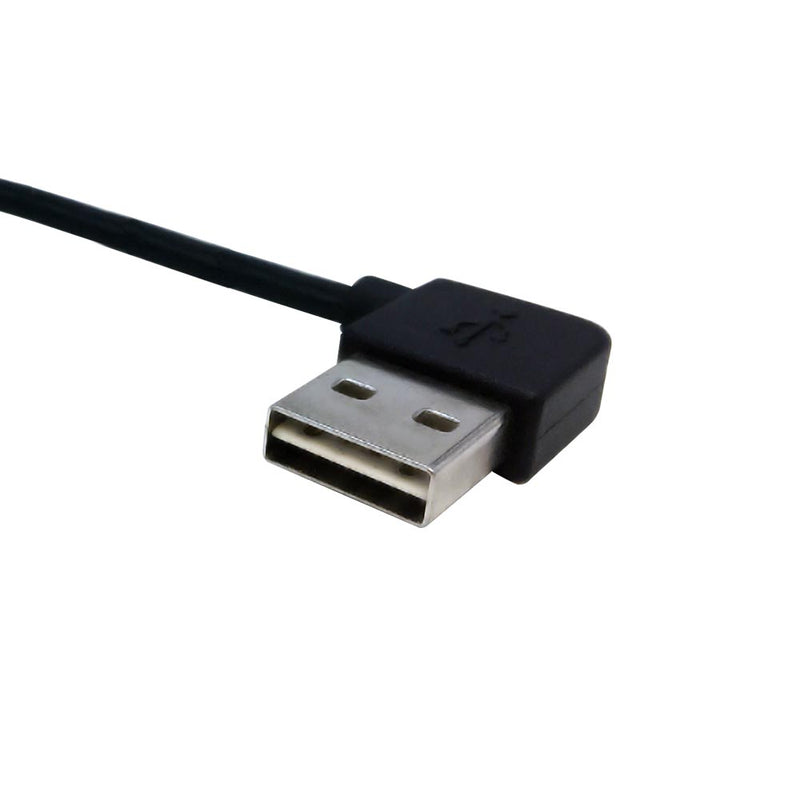 USB 2.0 Straight to A Right/Left Angle Male Cable - Black