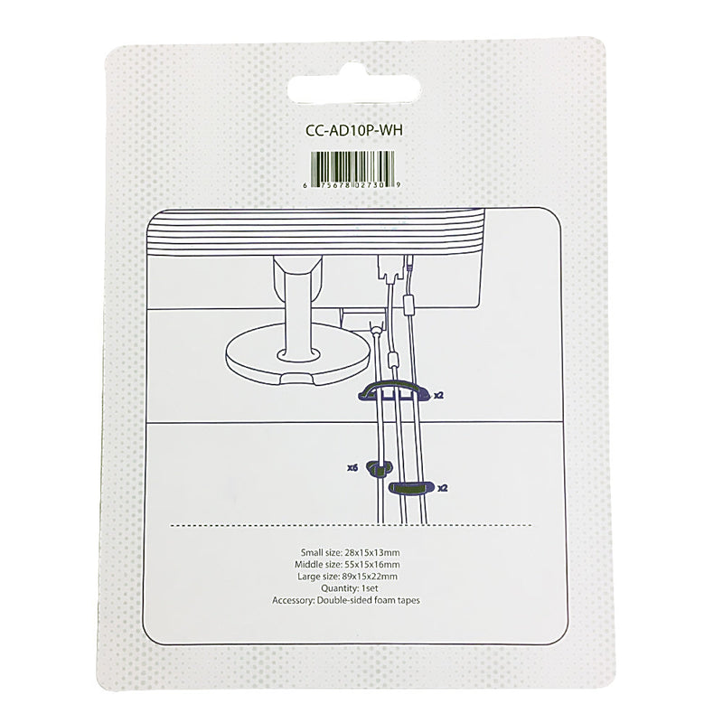 Cable Clips Multi-Pack - Adhesive - Pack of 10